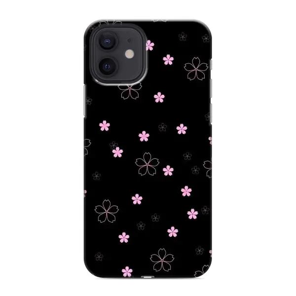 Чехол с принтом «Розовые цветы на черном» для iPhone 12 mini