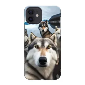 Чехол с Хаски для iPhone 12 mini - (AlphaPrint) (Селфи ХАски)
