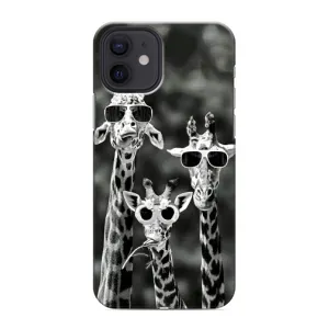 Силиконовый чехол с КАРТИНКАМИ лето для iPhone 12 mini (AlphaPrint) (Жирафы в очках)
