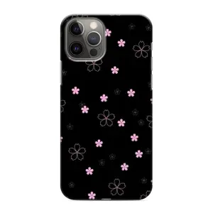 Чохол з розовим принтом для iPhone 12 Pro Max (Рожеві квіти на чорному)