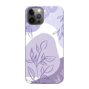 Силиконовый чехол с принтом в цветах на iPhone 12 Pro (Фиолетовые листья абстракция)