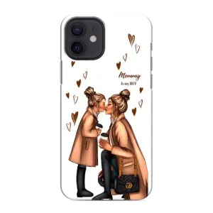 Чехол с печатью для iPhone 12 - (Мама с ребенком) (AlphaPrint) (Дочка и мама)