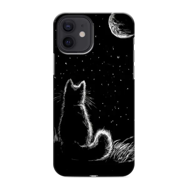 Чехол с принтом «Котик и луна» для iPhone 12