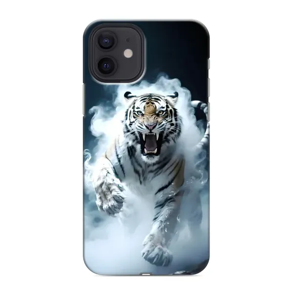 Чохол з принтом «Білий тигр у диму» для iPhone 12
