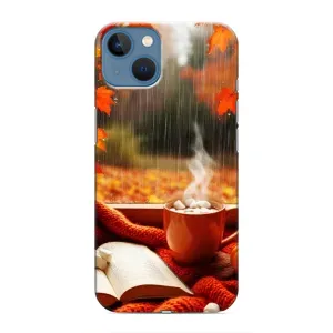 Чехол с уникальным дизайном «Осень с кофе» для iPhone 13 Mini (Кофе и дождь)