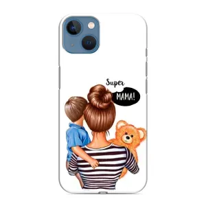 Чехол с печатью для iPhone 13 Mini - (Мама с ребенком) (AlphaPrint) (Мама с сыном)