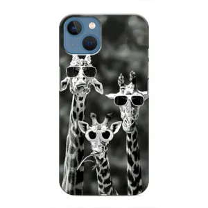 Силиконовый чехол с КАРТИНКАМИ лето для iPhone 13 Mini (AlphaPrint) (Жирафы в очках)