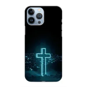 Чехол для iPhone 13 Pro (AlphaPrint) - (Христианские) (Крест и город)