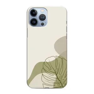 Силиконовый чехол с принтом в цветах на iPhone 13 Pro (Зеленая монстера дизайн)