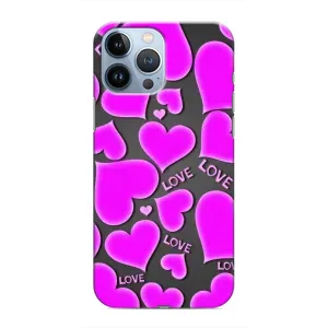 Чехлы для любимой на Еппл 13 Про (VPrint) (Pink hearts)