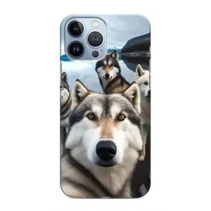 Чехол с Хаски для iPhone 13 Pro - (AlphaPrint) (Селфи ХАски)