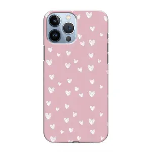 Чехол с розовым рисунком для iPhone 13 Pro (Сердечки на розовом)