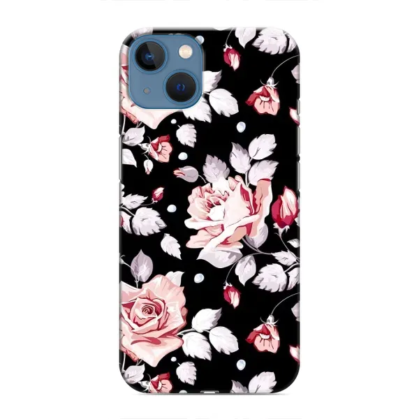 Чехол с принтом «Цветочки на черном» для iPhone 13