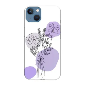 Силиконовый чехол с принтом в цветах на iPhone 13 (Букет фиолетовая абстракция)