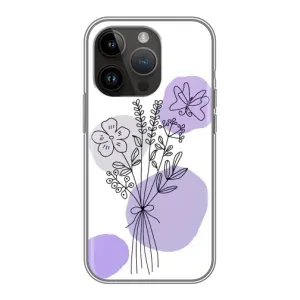 Силиконовый чехол с принтом в цветах на iPhone 14 Pro Max (Букет фиолетовая абстракция)