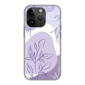 Силиконовый чехол с принтом в цветах на iPhone 14 Pro Max (Фиолетовые листья абстракция)