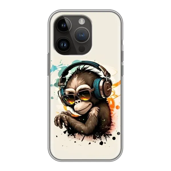 Чохол з принтом «Макака в навушниках» для iPhone 14 Pro Max