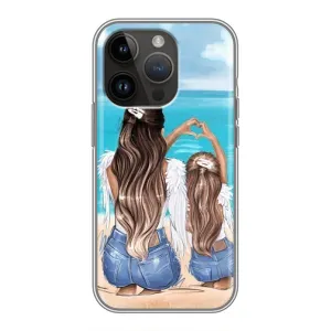 Чехол с печатью для iPhone 14 Pro Max - (Мама с ребенком) (AlphaPrint) (Мама с доченькой)