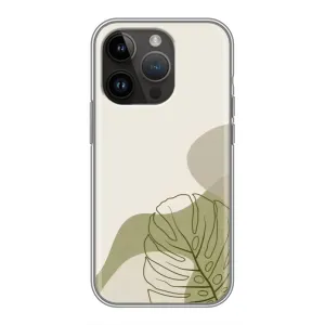Силиконовый чехол с принтом в цветах на iPhone 14 Pro Max (Зеленая монстера дизайн)