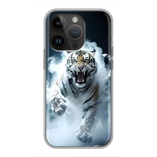 Чохол з принтом «Білий тигр у диму» для iPhone 14 Pro Max