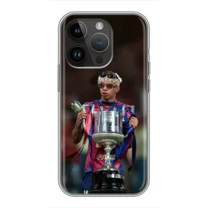 Чехол с футболистом Ламин Ямаль iPhone 14 Pro Max (Ямаль с кубком)
