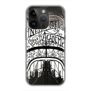Чехол с дизайном Венздей 2 на iPhone 14 Pro (Ворота Академии Невермор)