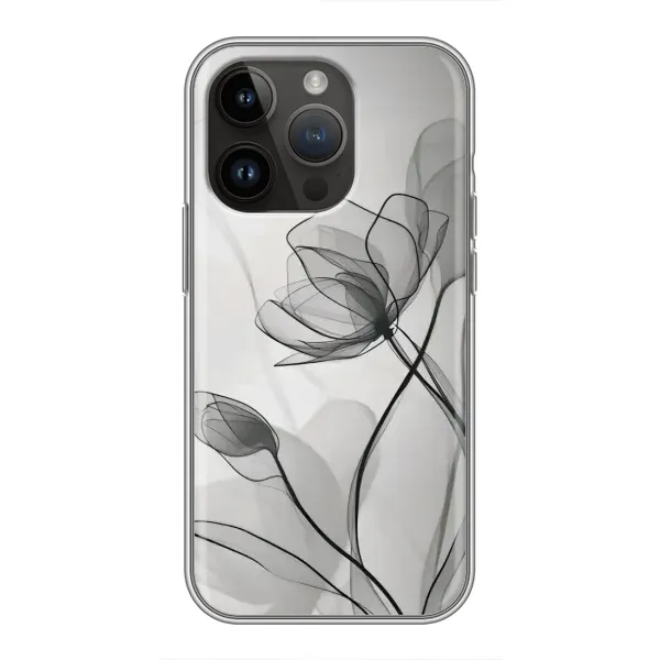 Чехол с принтом «Черные цветы» для iPhone 14 Pro