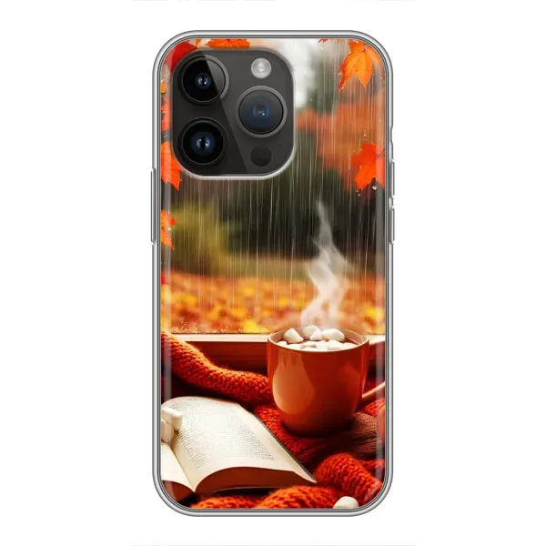 Чехол с принтом «Кофе и дождь» для iPhone 14 Pro