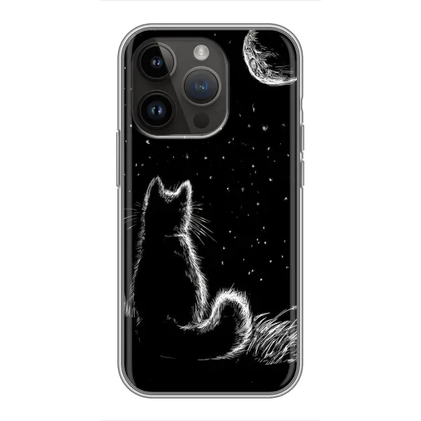 Чехол с принтом «Котик и луна» для iPhone 14 Pro