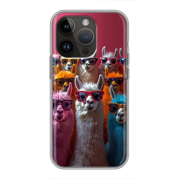 Чехол с принтом «Ламы в очках» для iPhone 14 Pro