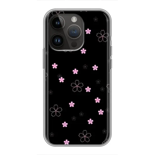 Чехол с принтом «Розовые цветы на черном» для iPhone 14 Pro