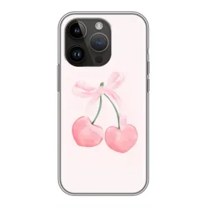 Чехол с розовым рисунком для iPhone 14 Pro (Розовые вишни)