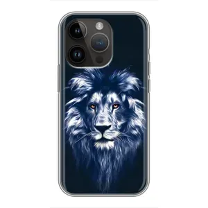 Чехол со Львом для iPhone 14 Pro (VPrint) (Синий Лев)