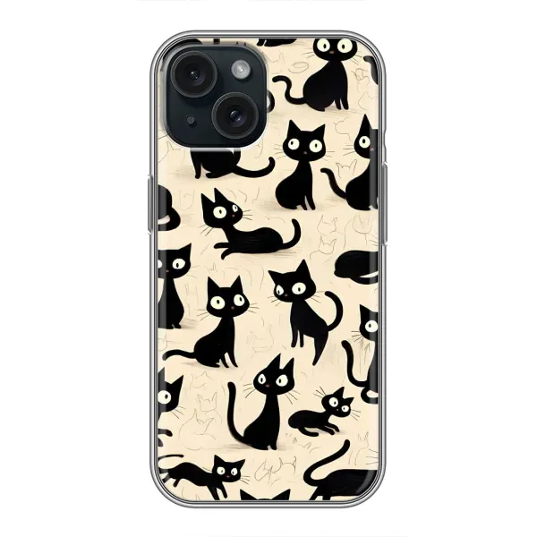 Чехол с принтом «Черные коты» для iPhone 14
