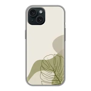 Силиконовый чехол с принтом в цветах на iPhone 14 (Зеленая монстера дизайн)