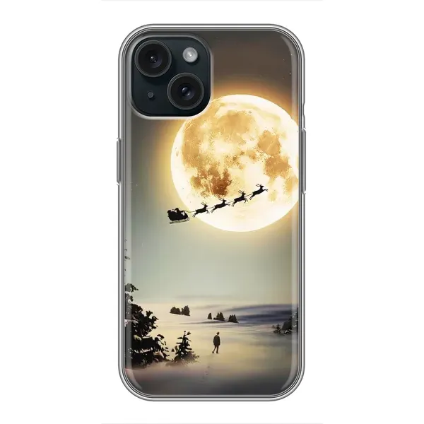 Чехол с принтом «Санта на луне» для iPhone 14