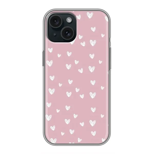 Чохол з принтом «Сердечки на рожевому» для iPhone 14