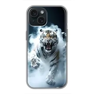 Чохол з картинкою 'Хижаки' для iPhone 14 (Білий тигр у диму)