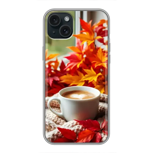 Чехол с принтом «Кофе и листья» для iPhone 14 Plus Чехол с принтом «Кофе и листья» для iPhone 14 Plus
