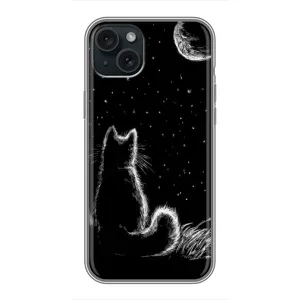 Чохол з принтом для iPhone 14 Plus (AlphaPrint) Модні коти (Котик і місяць)