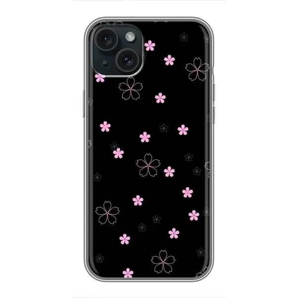 Чехол с принтом «Розовые цветы на черном» для iPhone 14 Plus