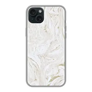 Мраморный чехол на iPhone 15 Plus (VPrint) (Белый мрамор)