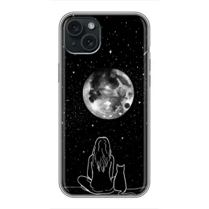 Чохол з малюнком кіт на iPhone 15 Plus (Дівчина з котом)