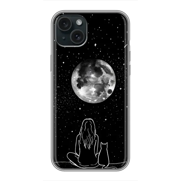 Чохол з принтом «Дівчина з котом» для iPhone 15 Plus