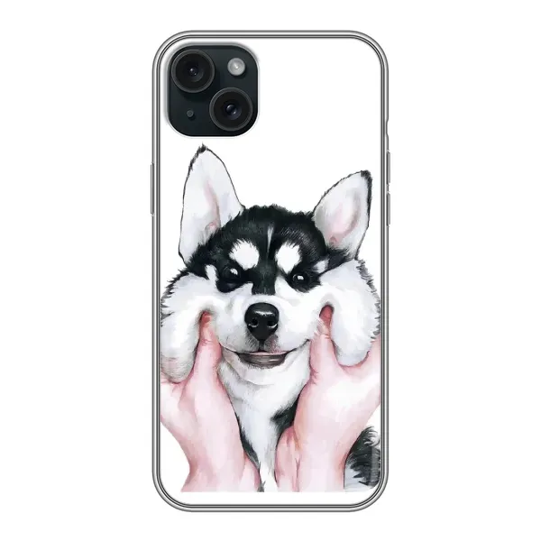 Чехол с принтом «Довольный Хаски» для iPhone 15 Plus