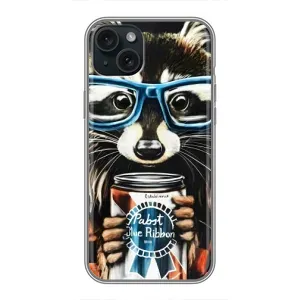 Чохол з принтом для Apple 15 Плюс - (Прикольні) (AlphaPrint) (Єнот з банкою)