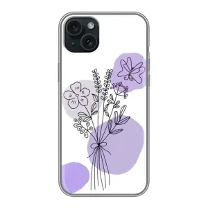 Силконовий чохол з принтом в квітах на iPhone 15 Plus (Букет фіолетова абстракція)