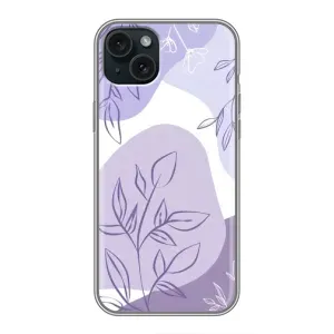 Силконовий чохол з принтом в квітах на iPhone 15 Plus (Фіолетове листя абстракція)