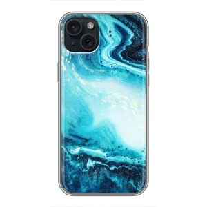 Мраморный чехол на iPhone 15 Plus (VPrint) (Голубой мрамор)