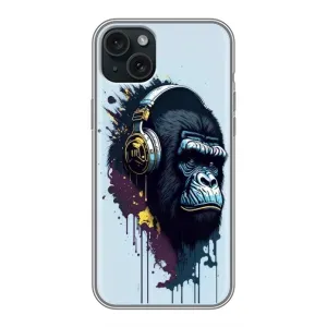 Чохол з Мавпами iPhone 15 Plus - (AlphaPrint) (Горила в навушниках)